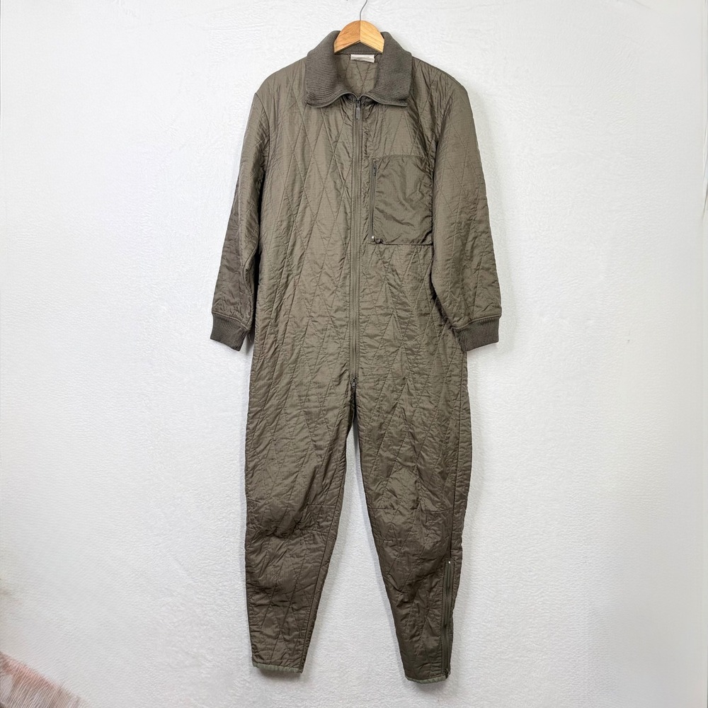 Vintage 1990 Jeans Express Quilted Flight Suit Coveralls Olive Green German Gr 9